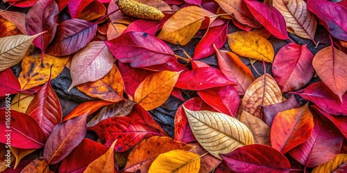 Autumn Crepe Myrtle Leaves - Red Abstract Fall Foliage