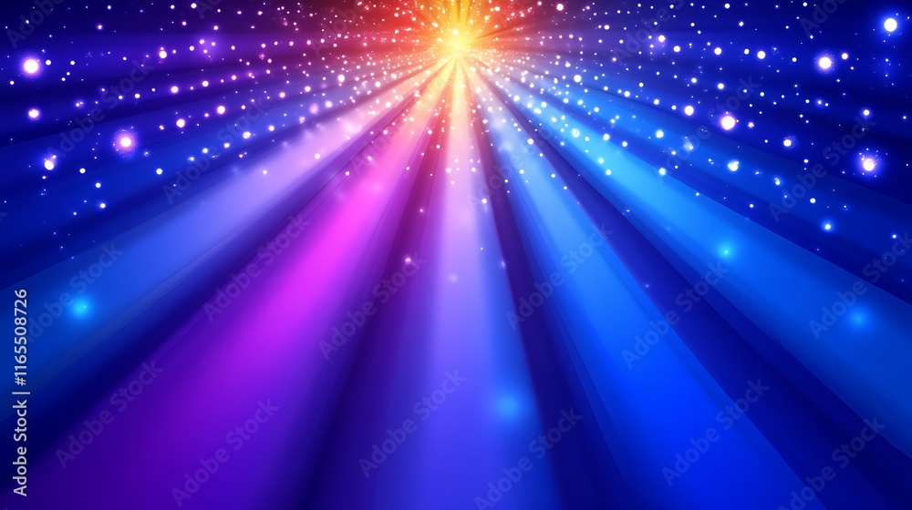 Abstract Colorful Light Rays and Sparkling Particles Abstract Colorful Light Rays and Sparkling Particles