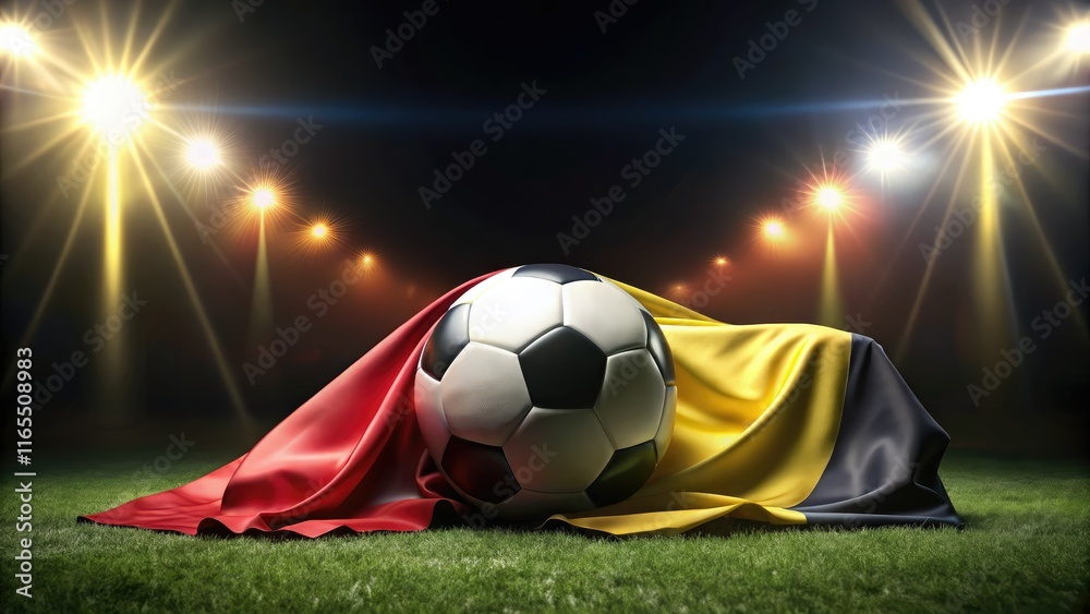 Fototapeta premium Belgian Flag Soccer Ball Silhouette EM Championship