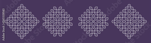 Indian Traditional and Cultural Kolam modern vector, set of home decor patterns