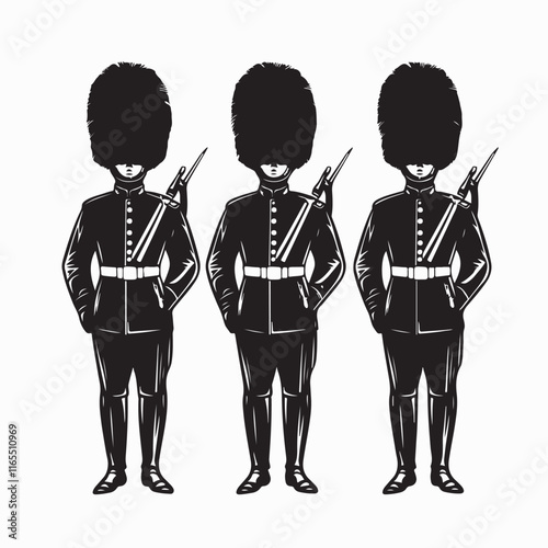 Royal Guard Soldier Vector Image isolated on white background.