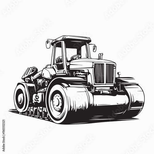 Road Roller Image Vector. Road roller construction vector on white background.