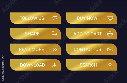 Golden CTA button set.