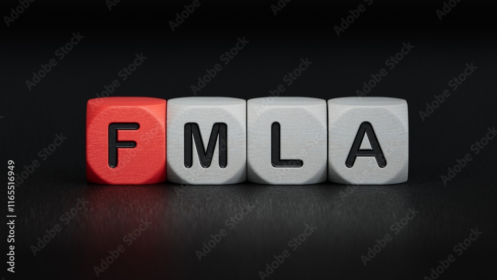 Obraz premium Word fmla on wooden cubes with copy space.close up of wooden elements,Business Concept.3D rendering on black background.