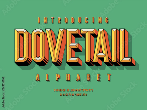 colorful chisel style alphabet design with uppercase, numbers and symbols