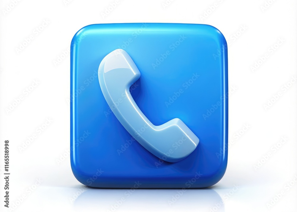 Blue Phone Icon - Modern Minimalist Design with Copy Space Blue Phone Icon - Modern Minimalist Design with Copy Space