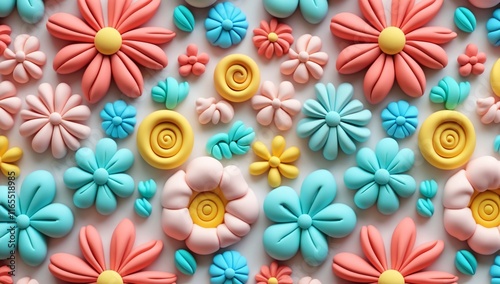 Colorful floral pattern creates a vibrant and cheerful atmosphere perfect for enhancing creative projects or lively events