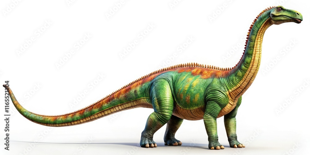 Obraz premium Brontosaurus Panoramic White Background - AI Photorealistic