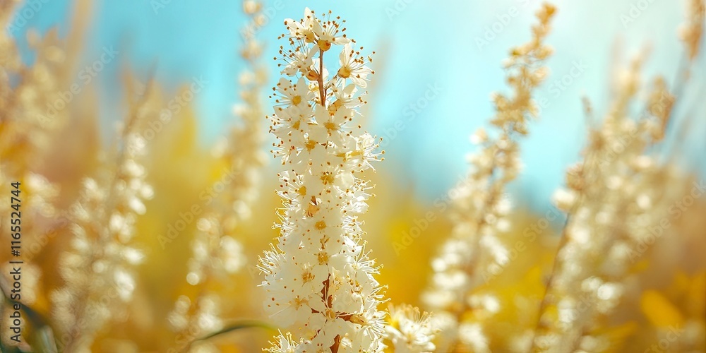 Spring bright background with blossoming branch meadowsweet Spring bright background with blossoming branch meadowsweet