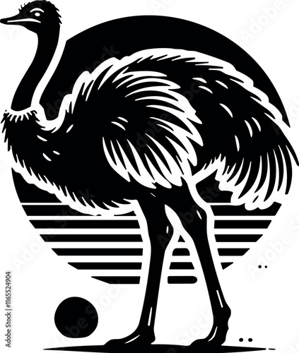 Ostrich vector black silhouette cricut design for T-shirt photo