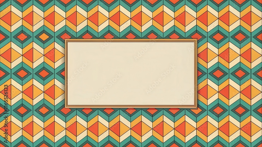 Obraz premium Geometric Patterned Background with Blank Frame for Text or Design