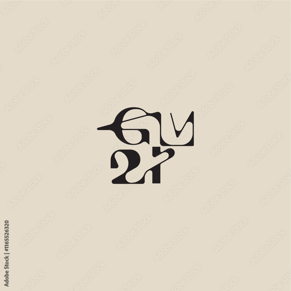 Fototapeta premium curved typography monogram elegant initial logo letter bold style and luxury concept GI