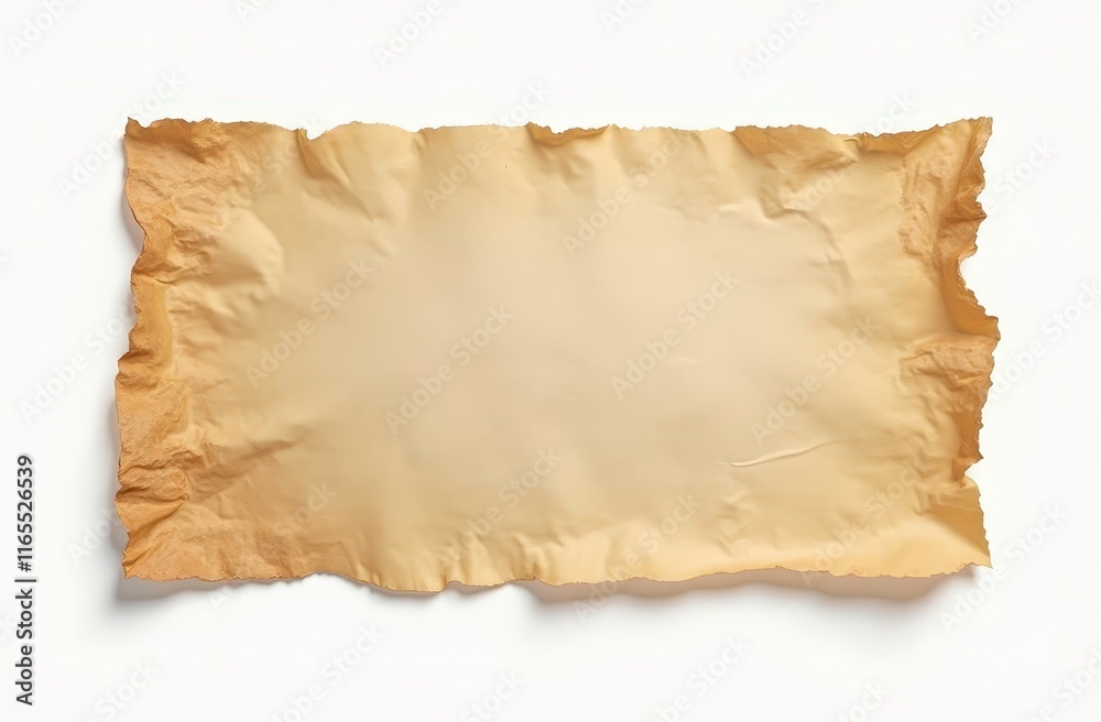 Aged Paper Texture: A rustic, torn piece of parchment paper with a vintage, antique aesthetic. Perfect for adding a touch of history or mystery to your designs. Aged Paper Texture: A rustic, torn piece of parchment paper with a vintage, antique aesthetic. Perfect for adding a touch of history or mystery to your designs.