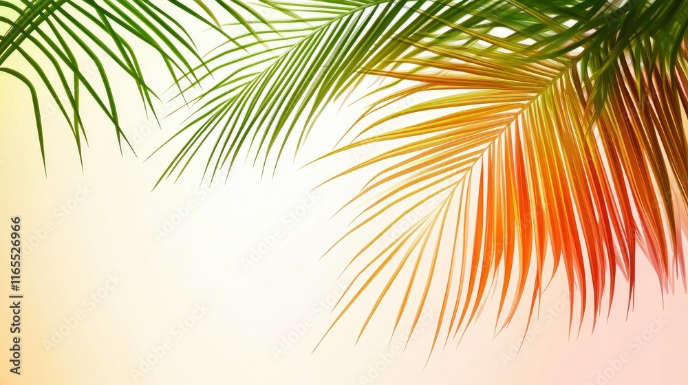 Abstract simply Summer background with natural line arts. Flat template with palm leaf. Abstract simply Summer background with natural line arts. Flat template with palm leaf.