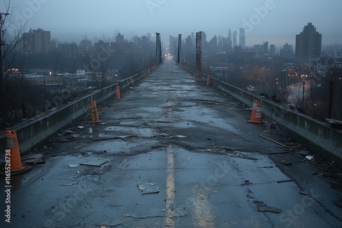 Vernachlässigte Infrastruktur und städtischer Verfall in der modernen Stadt photo