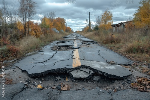 Vernachlässigte Infrastruktur und städtischer Verfall in der modernen Stadt photo