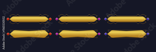 Colorful game CTA button set.