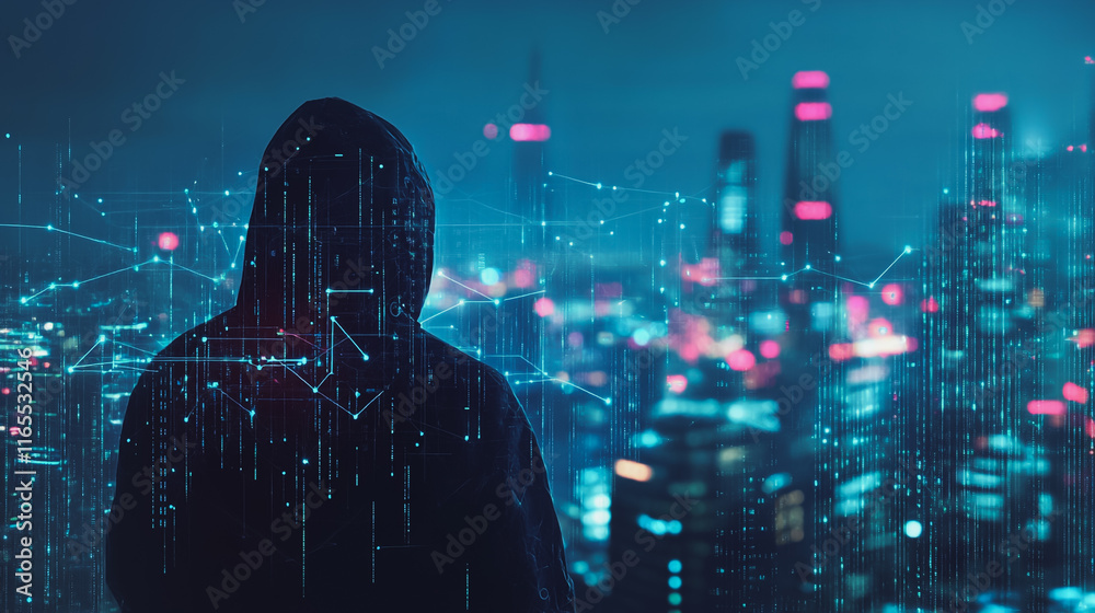 Hacker are planning to hack and attack networks and cyber security systems. Smart Innovation city with connection future wireless digital city and social media networking over the cityscape. Hacker are planning to hack and attack networks and cyber security systems. Smart Innovation city with connection future wireless digital city and social media networking over the cityscape.
