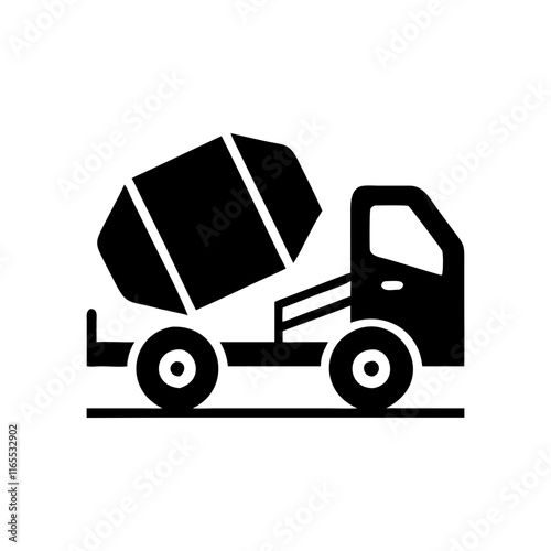Cement mixer truck silhouette icon Vector Illustration