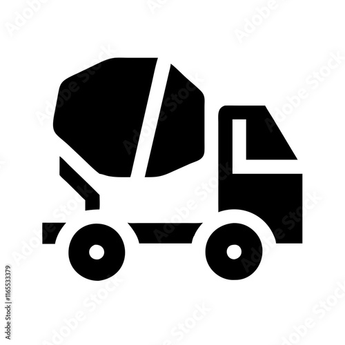 Cement mixer truck silhouette icon Vector Illustration