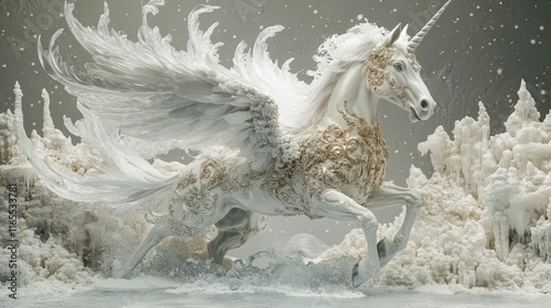 Digital art style view of fantasy unicorn photo