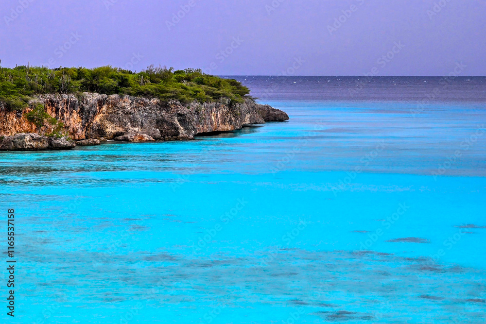 coastline with waters of tropical island curacao in the caribbean coastline with waters of tropical island curacao in the caribbean