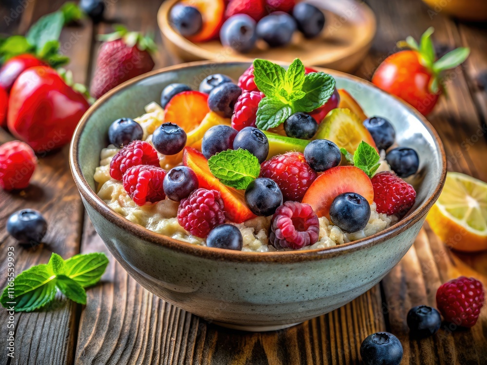 Delicious Oatmeal with Berries Macro Close-up | Healthy Breakfast Delicious Oatmeal with Berries Macro Close-up | Healthy Breakfast