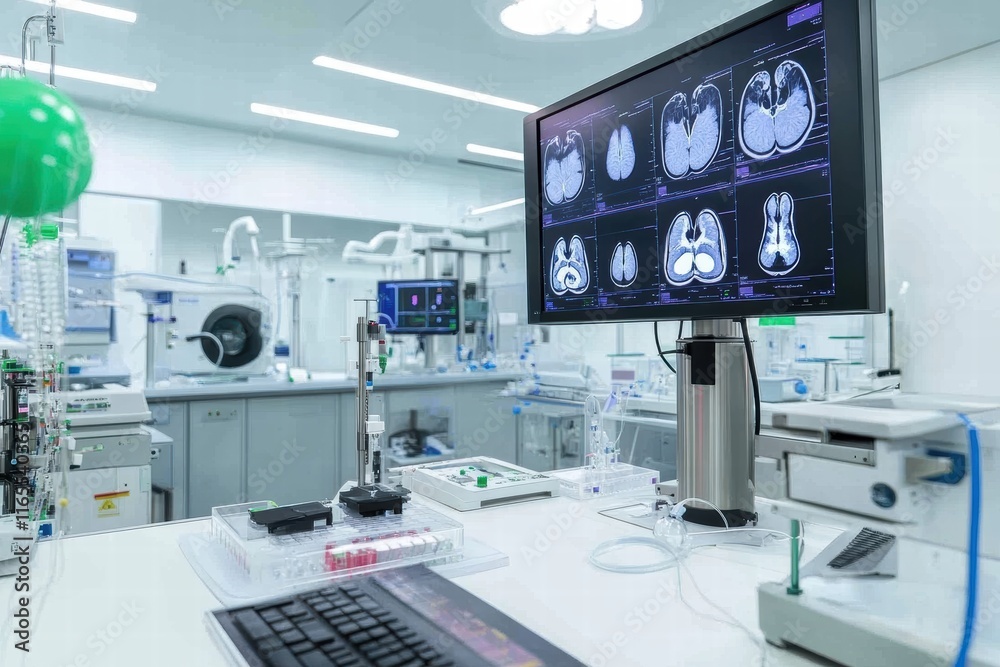 High-tech biomedical laboratory with advanced imaging equipment and modern facilities High-tech biomedical laboratory with advanced imaging equipment and modern facilities