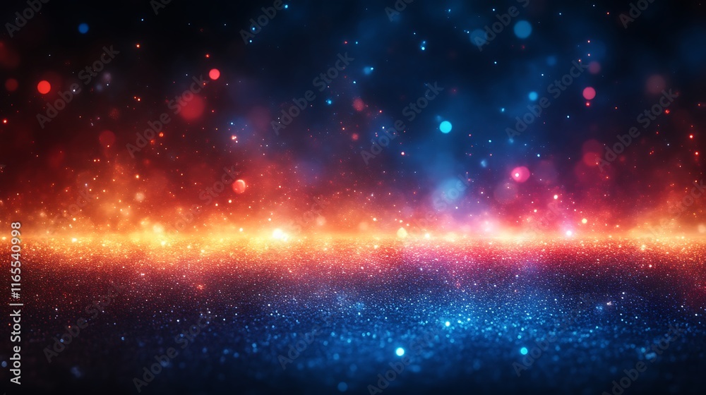 Fototapeta premium Glittering Red and Blue Abstract Background