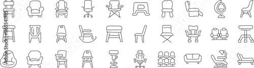 icon set handwriting furniture illustration interior