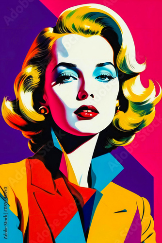  a famous figure in a pop-art style using vibrant color blocking and sharp lines.