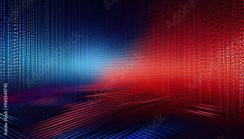 Mathematical series, matrix texture background in shades of blue and red