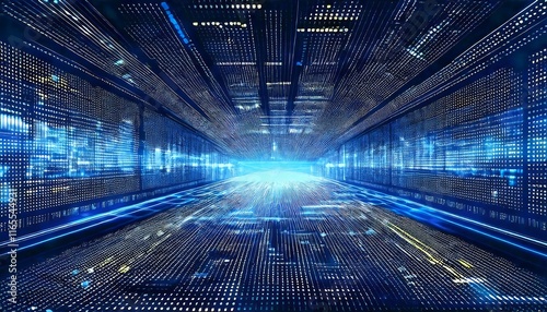 High-tech background in shades of blue, fast computer communication