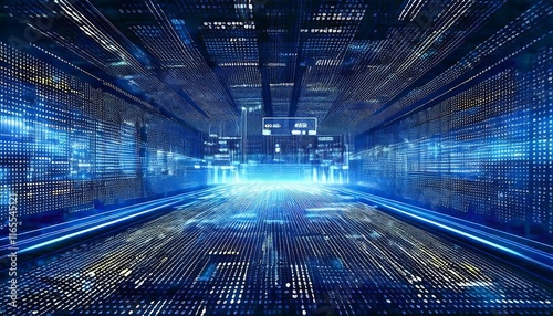 High-tech background in shades of blue, fast computer communication