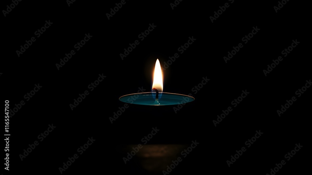 Single Candle Flame Burning In Darkness Single Candle Flame Burning In Darkness