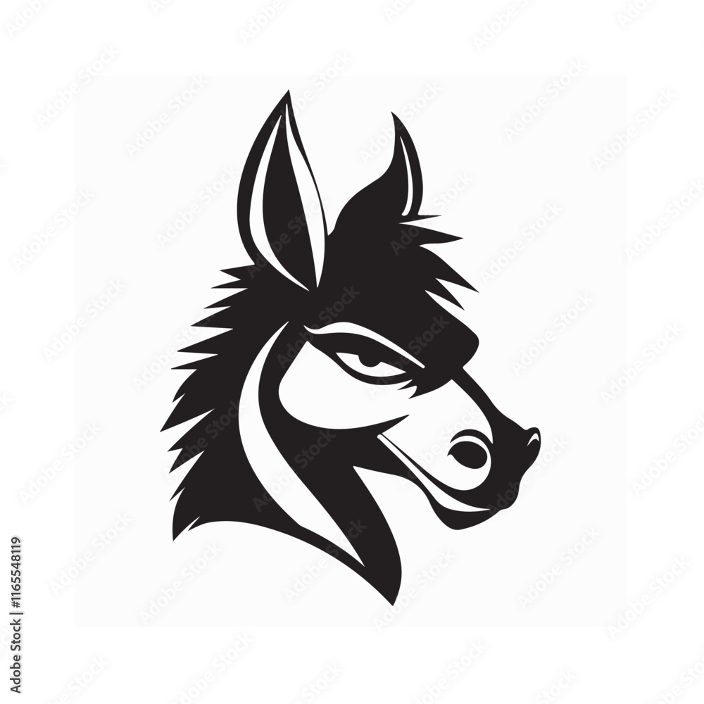 Fototapeta premium Smiling donkey head Vector Image isolated on white background.