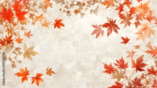 Autumn Leaves in Vibrant Shades of Red, Orange, and Yellow on Artistic Background
