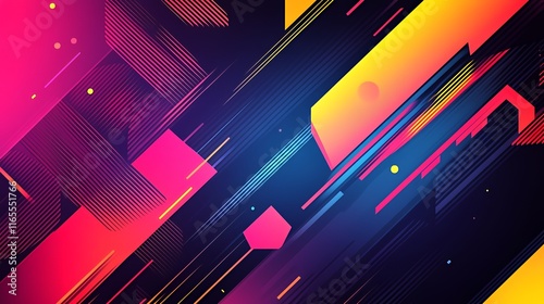 Abstract Geometric Design with Vivid Colors and Lines