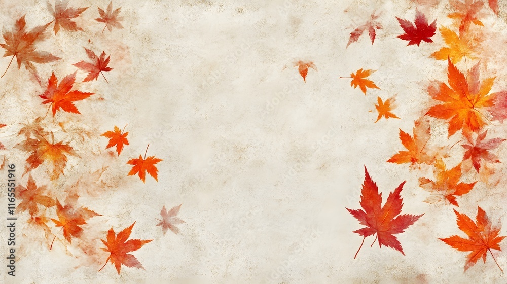 Autumn Leaves in Vibrant Shades of Red, Orange, and Yellow on Artistic Background Autumn Leaves in Vibrant Shades of Red, Orange, and Yellow on Artistic Background