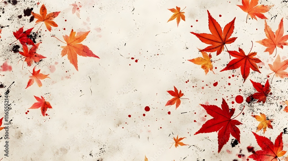 Autumn Leaves in Vibrant Shades of Red, Orange, and Yellow on Artistic Background Autumn Leaves in Vibrant Shades of Red, Orange, and Yellow on Artistic Background