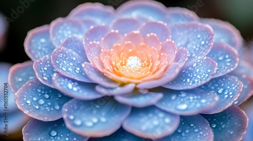 Dew Covered Succulent Flower Closeup Pastel Hues