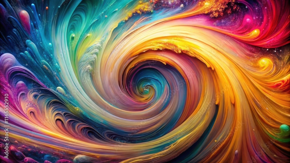 Fototapeta premium Abstract Swirling Symphony of Color and Form, A Cosmic Dance of Vivid Hues and Dynamic Patterns