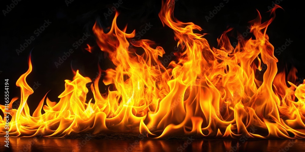 Fototapeta premium Fiery Flame Close-up, High Depth of Field Banner