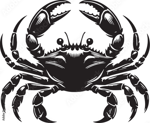 Crab Silhouette line art vector illustration on white background photo