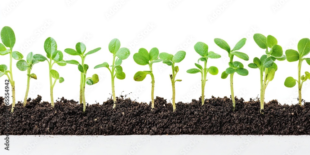 young seedling plant growing from soil isolated on white young seedling plant growing from soil isolated on white