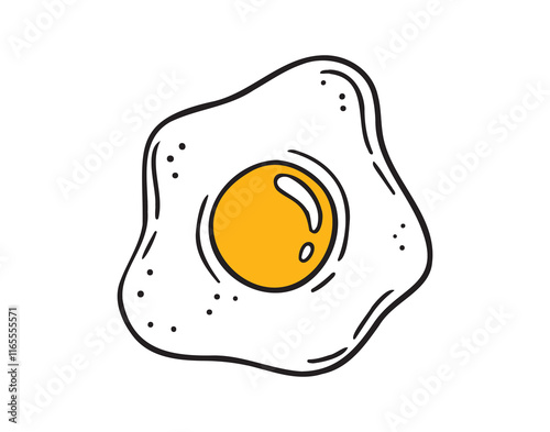 frying egg doodle line illustration. frying egg hand drawn icon. breakfast drawing egg