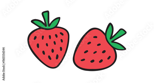  red strawberry berry doodle hand drawn cartoon icon. Drawing clipart symbol illustration cartoon symbol