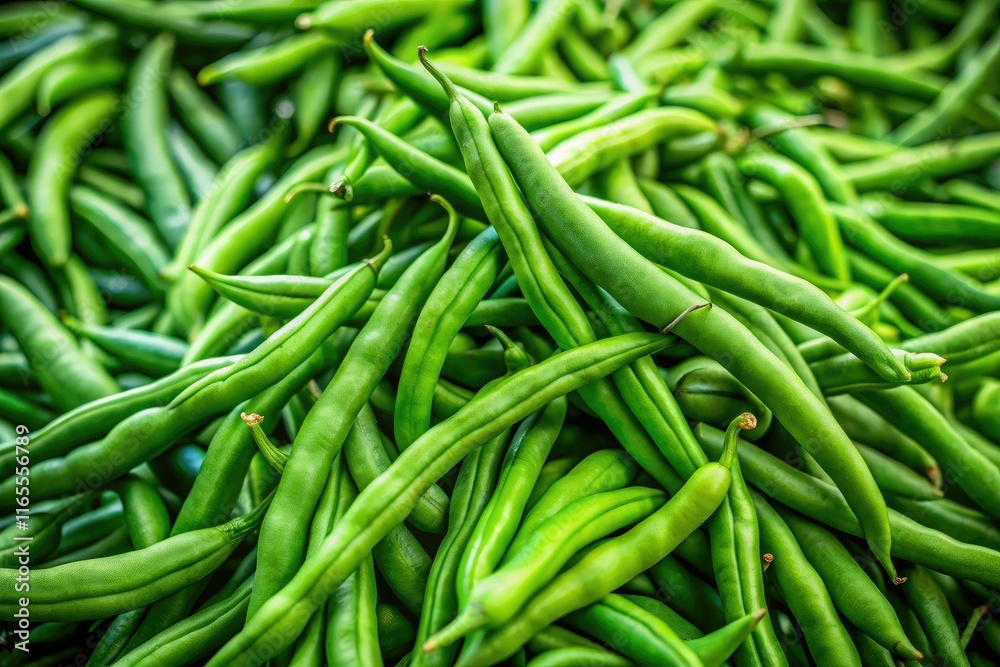 Fresh Green Beans at Farm Market - Organic Healthy Food Fresh Green Beans at Farm Market - Organic Healthy Food