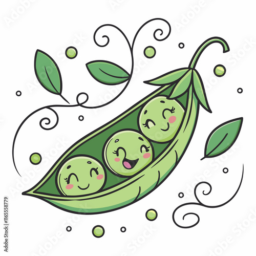 Cute Cartoon Peas in a Pod