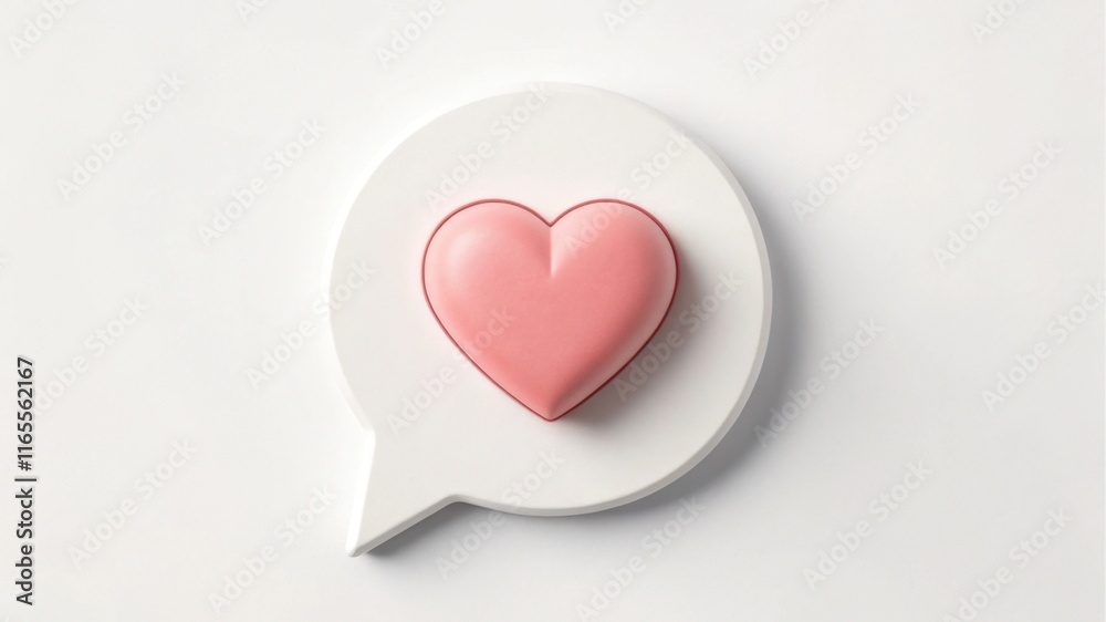 A pink heart symbol inside a speech bubble, representing love and communication in a modern, minimalist design. A pink heart symbol inside a speech bubble, representing love and communication in a modern, minimalist design.